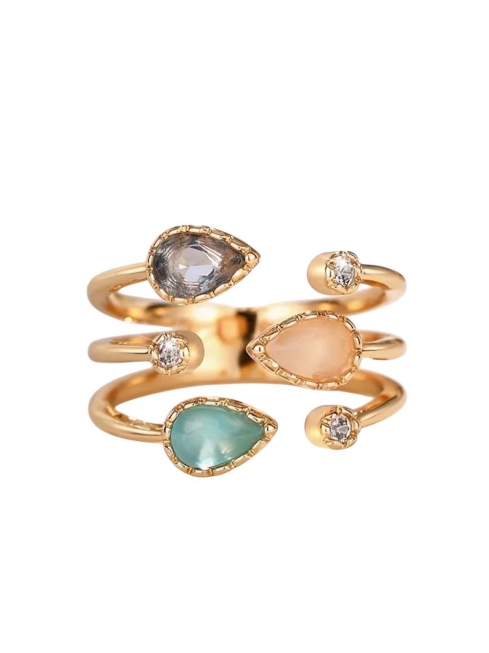 Multi-stone Adjustable Ring NWT Gold Plated